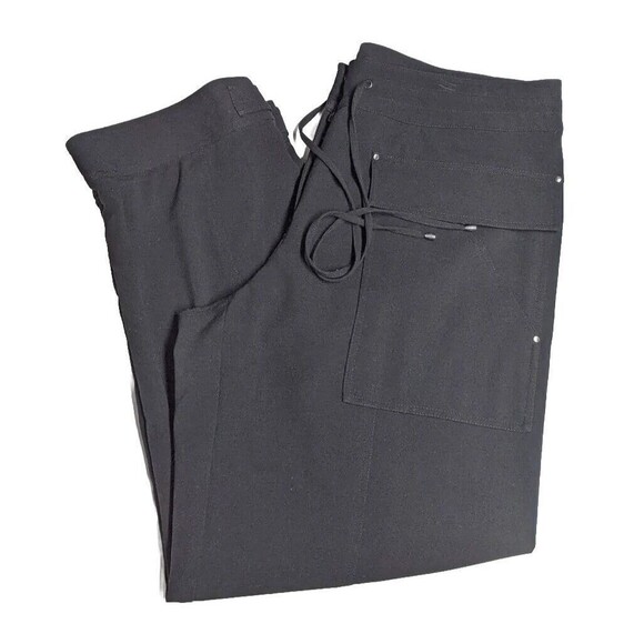 CK Calvin Klein Crop Pants Women 10 Waist Drawstring Flat Front Travel Black - Picture 6 of 11
